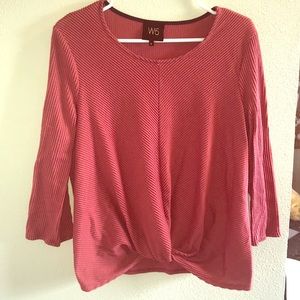 W5 ribbed blouse in burnt orange, size XL